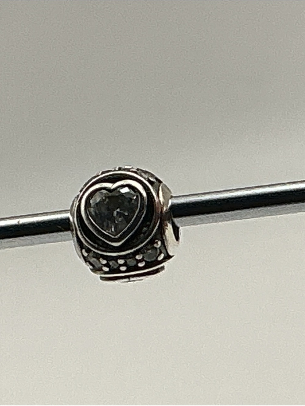 Pandora Clear Pavé Heart Spacer Charm Sterling Silver ALE